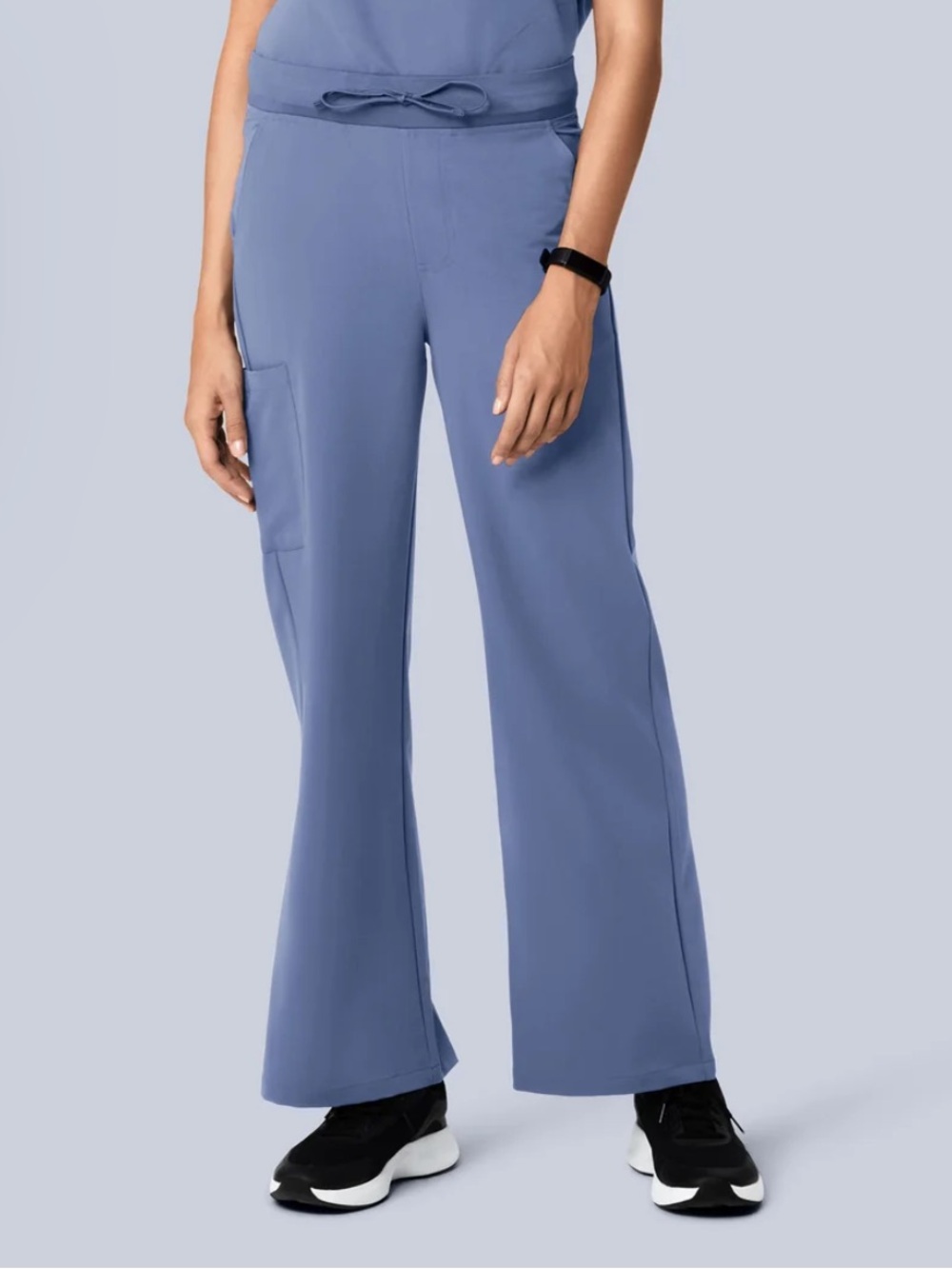 Mandala high waisted, wide leg, petite scrub pants, periwinkle, medium NWT